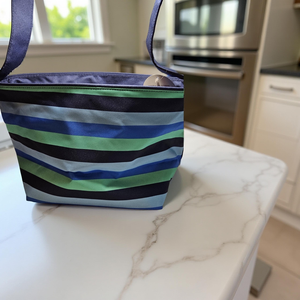 NWOT Viv & Lou Blue and Green Striped Tote Bag